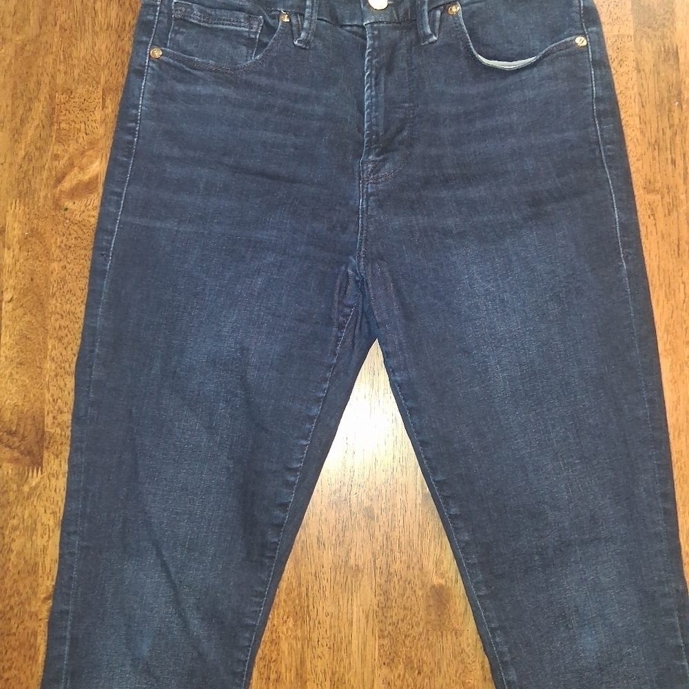 Good American Dark Wash Skinny High Rise Jeans 8/29